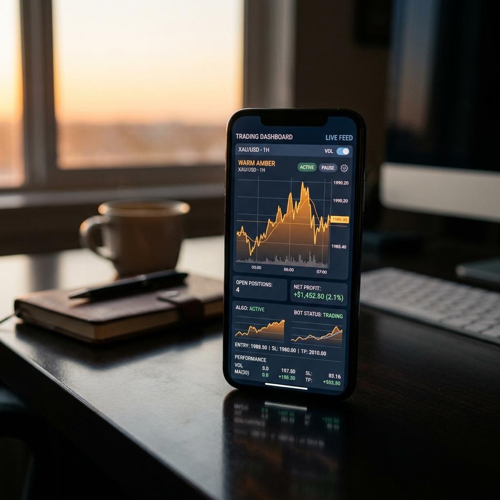 Tableau de bord de la plateforme de trading crypto IA Clos Thesaurelle